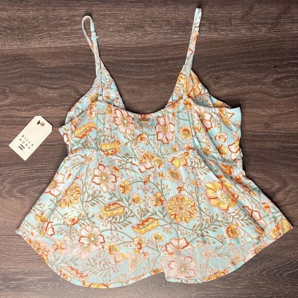 Billabong Just For You Cami Top, Adjustable Strap, Crop, Tropical. Large. NWT! - Picture 5 of 16